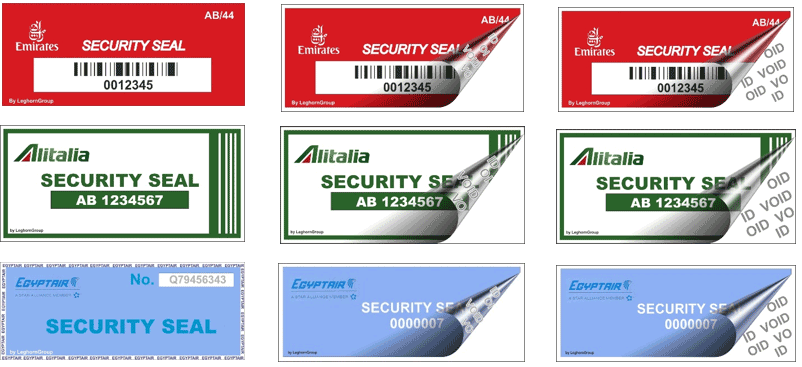 etichette sicurezza compagnie aeree aereoporti personalizzazioni